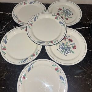 Lenox Chinastone Poppies on Blue Salad Plates Set of 6 USA